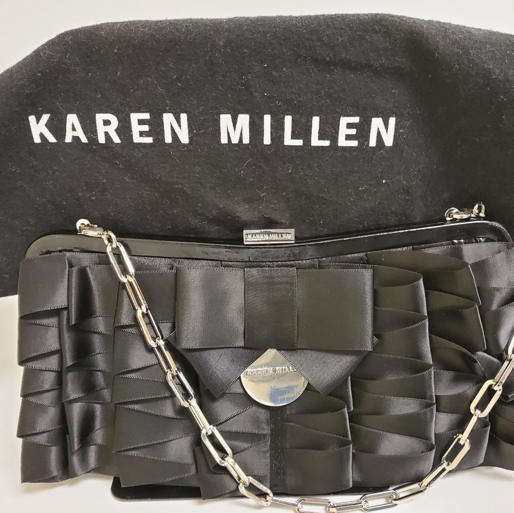 Karen Millen Black Ribbon Evening Clutch